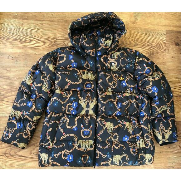 adidas Women's GS Down Fill Puffer Jacket Leopard Chain GD2502 Size L $280 - Picture 1 of 12